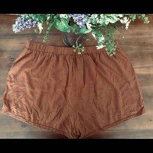 Rust Colored Soft Shorts w/ Lace Hem